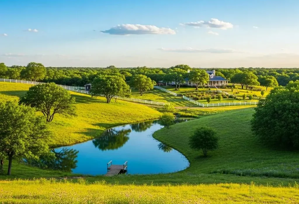 Expansive acreage property in Bastrop, Texas, highlighting the tranquility and beauty of the landscape